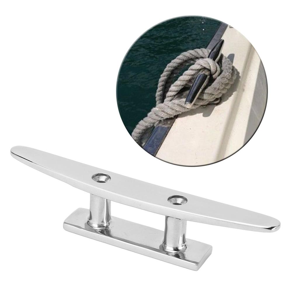 5" Boat Cleat, 316 Stainless Steel Open Base Dock Cleat, High Polished Finish for