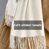 Ladies' Fringed Scarf, Thickened Warm Shawl, Solid Color Design, Multi-functional Neck Warmth, New Style Scarf