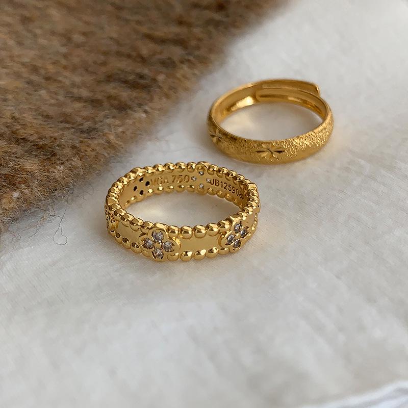 Gold-Plated Zirconia Flower Pleated Ring - High-End Fashion Luxury Index Finger Jewelry.