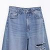 2025 Spring Women's European-American Ripped Loose Mid-Waist Jeans