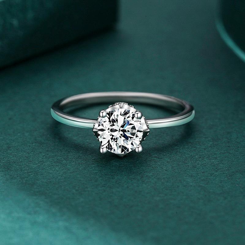 Modian 925 Sterling Silver Classic Round Clear CZ Wedding Brand Finger Rings Platinum Plated Statement Jewelry For Women