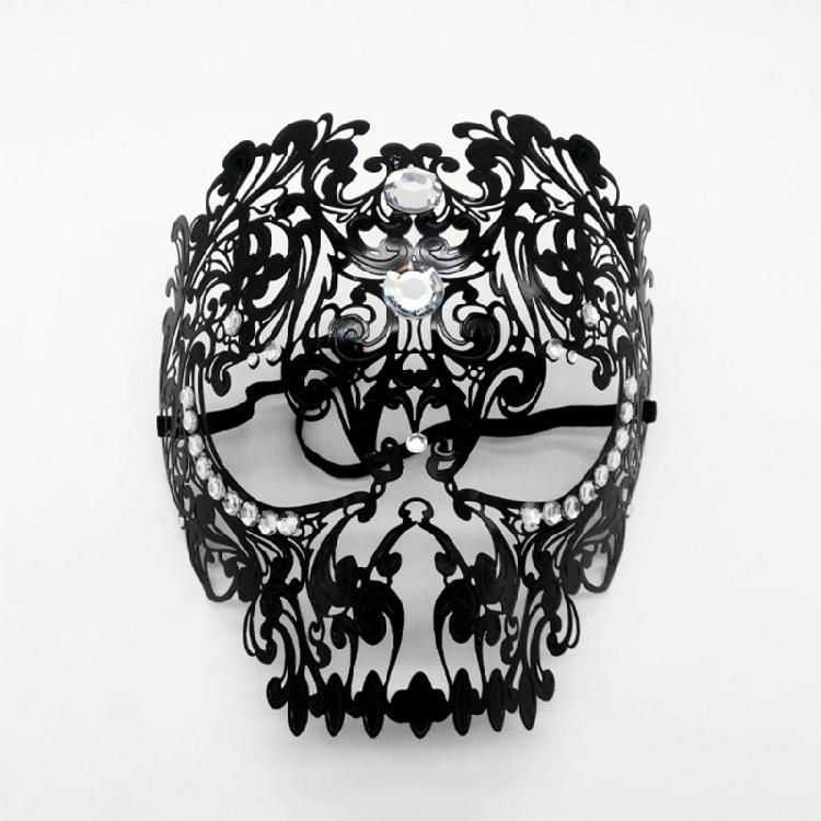 Sparkling Diamond Encrusted Metal Mask Beautiful Full Face Metal Mask with Diamond Embellishment for Men and Women
