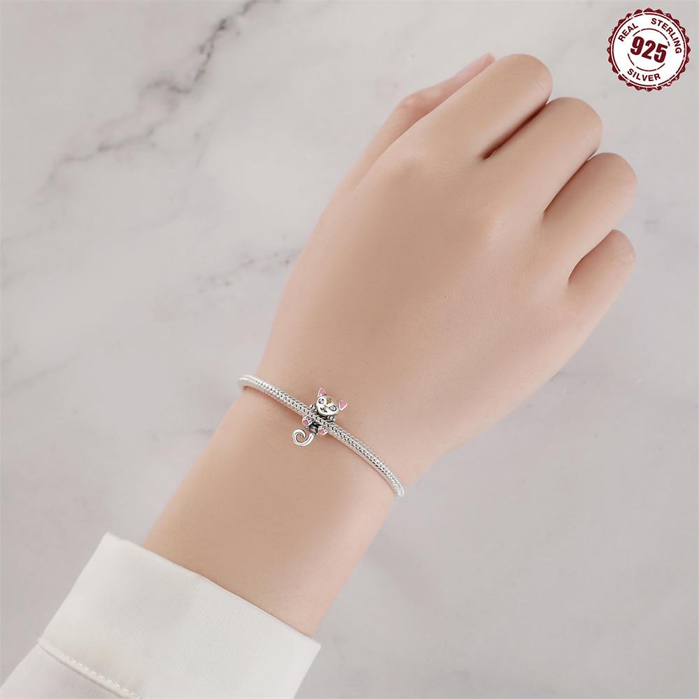 Beads 9 Sterling Silver Cat Beaded Diy Handmade Bracelet Necklace Jewelry Design