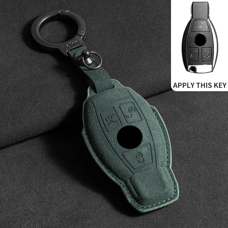 Suede Car Key Case Cover Shell for Mercedes Benz A C E S G Class W177 W205 W213 W222 X167 Amg Glc Cle Cla Glb Gls Car Key Bag