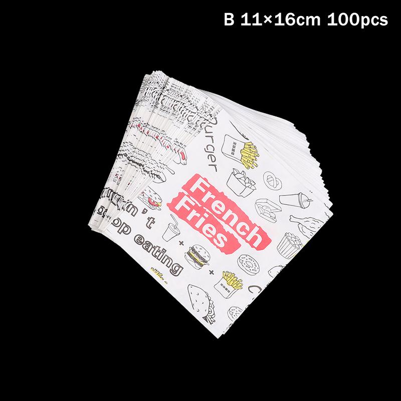 

100Pcs Greaseproof Paper Bags Set Kraft Paper Bag Kitchen Non-Stick Food Oil-Proof Packaging Bags For Sandwich Pancake Burger 11×16cm 100pcs