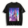 Cool Purple-haired Urban Girl Print Short-sleeve T-shirt Casual Street-style Loose Breathable Daily Top Pure Cotton T-shirt