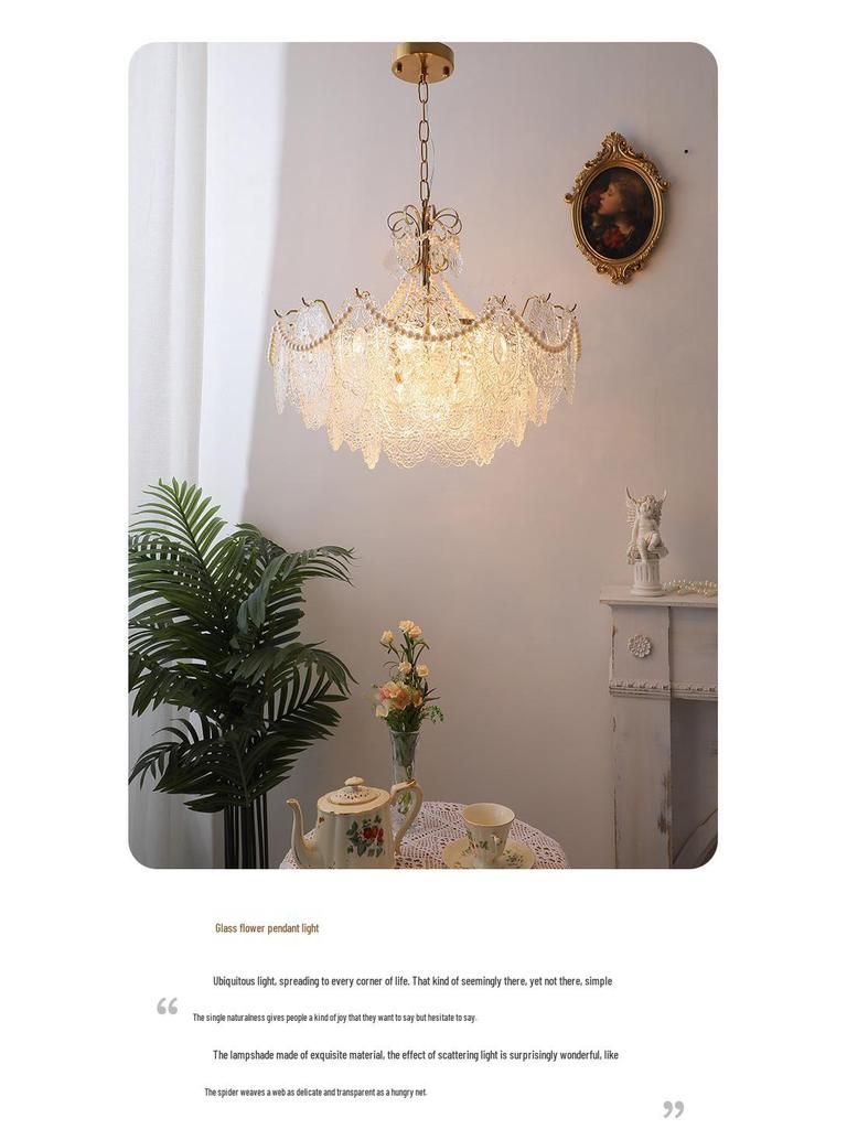 Classic Retro French Glass Crystal Chandelier for Living Room, Restaurant, or Bedroom
