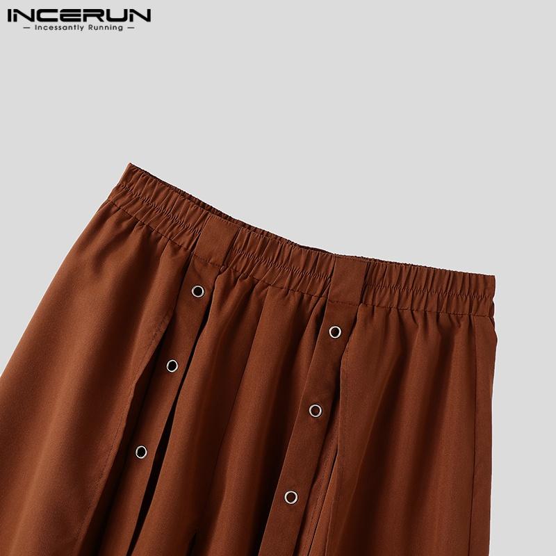 INCERUN Herren Elastischer Bund Lange Quaste Plissiert Lässig Schlitze Swing Kilt Röcke