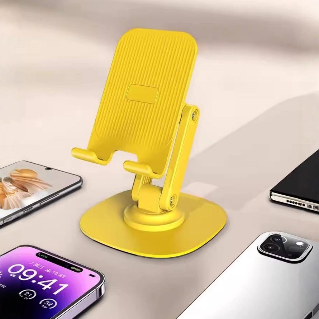 Adjustable Phone Stand, Foldable 360° Rotating Holder for , Tablet – Sturdy ABS + Aluminum Alloy, Black &