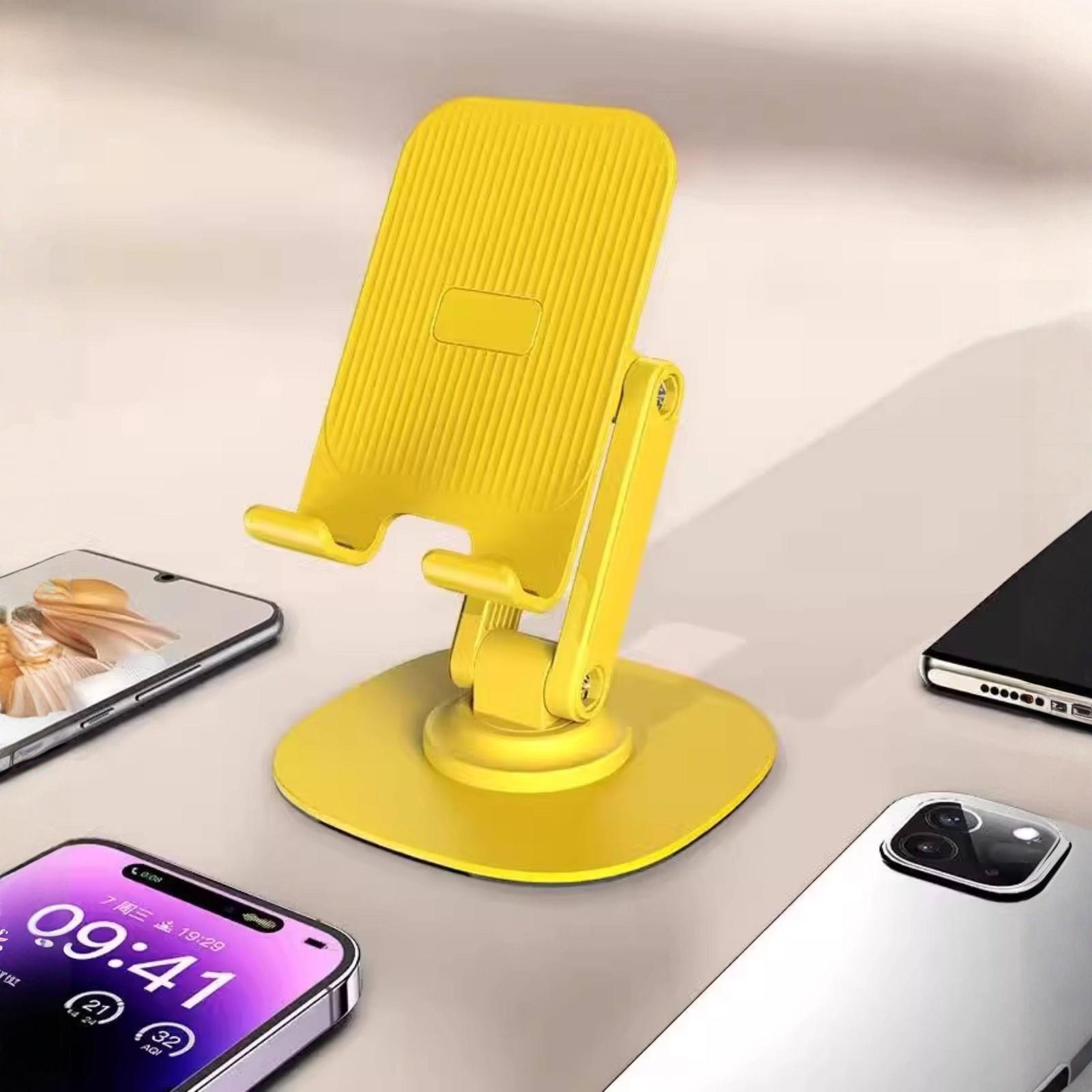 

Adjustable Phone Stand, Foldable 360° Rotating Holder for , Tablet – Sturdy ABS + Aluminum Alloy, Black & one size жовтий