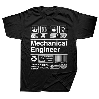 Lustiges T-Shirt mit Produktetikett für Maschinenbauingenieure, Grafik, Baumwolle, Streetwear, Kurzarm, Geschenkidee zum Geburtstag, Sommer-Style, Herren