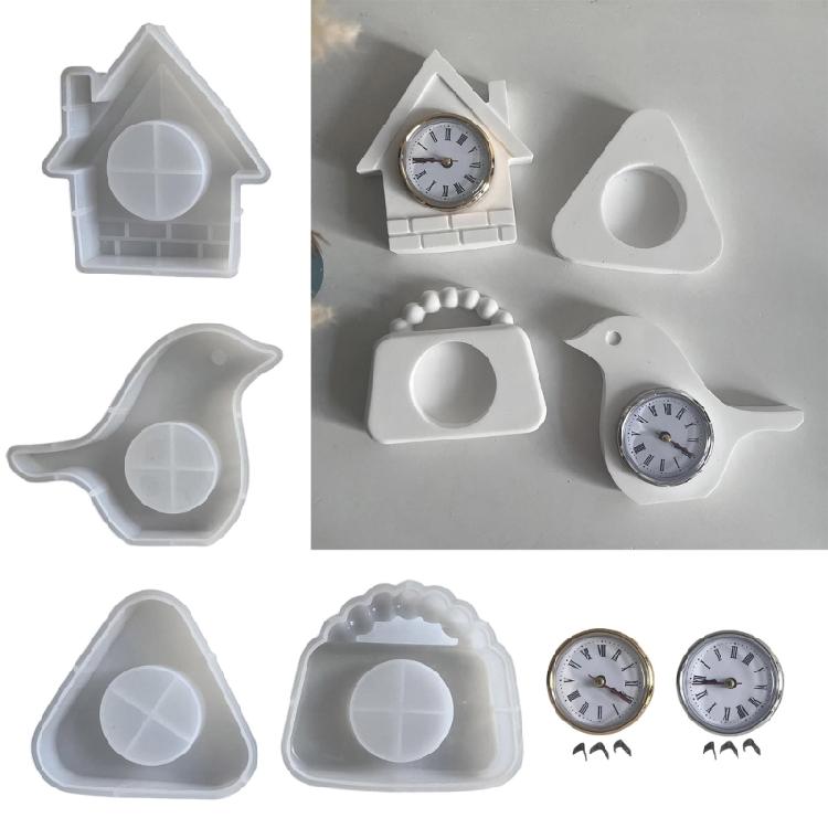 Ornament Mould Flexible Silicone Mold for Office Decoration Miniature Clock Shaped Desktop Embellishment Making Molds