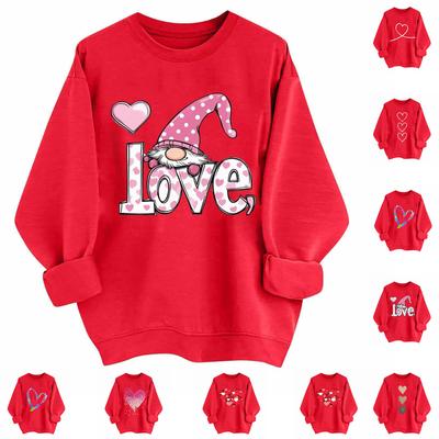 Women's Casual Fashion Valentine's Day Print Long Sleeve O,Neck Sweatshirts Pullover Top