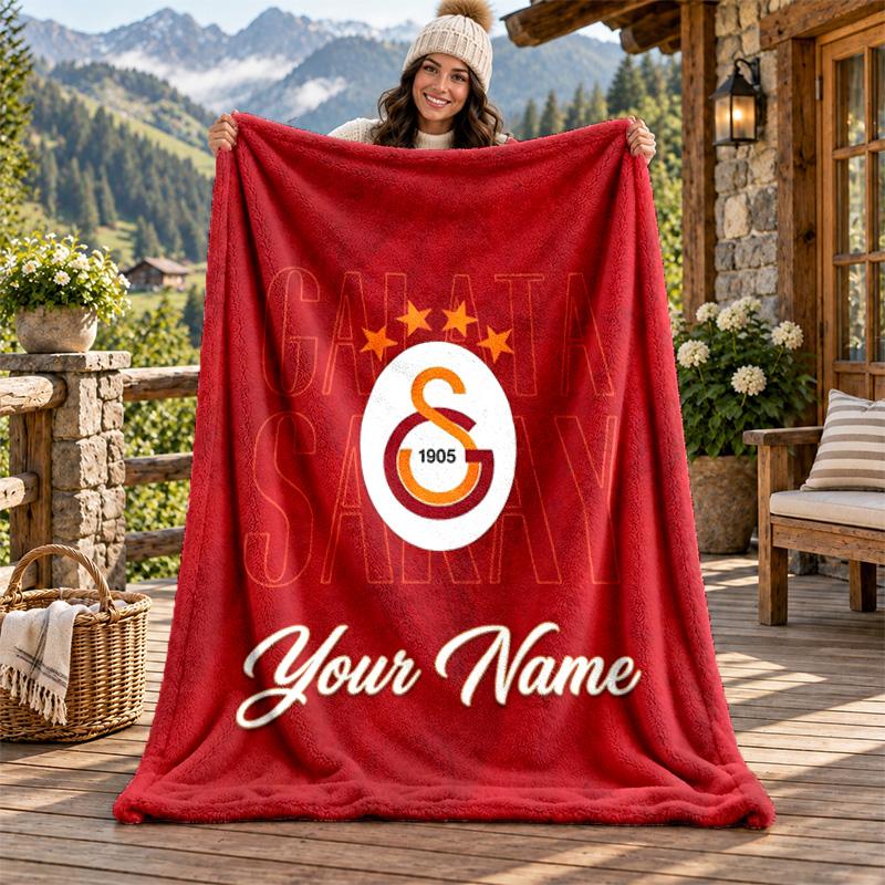 Galatasaray Custom Name Flannel Blanket Personalized Soft Warm Plush Throw Blanket Customized Gift for Family Friends