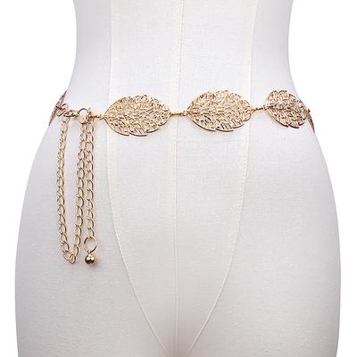 Simple Hollow Leaf Decorated Chain Belt Thin Waist Chain Dress Jewelry