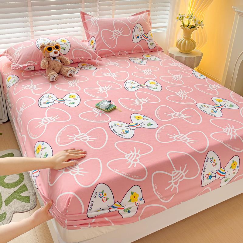 Queen Bed Sheets Set Tulips Printed drap de lit Floral Flower Style Fitted Sheet with Elastic Band Single Bed Linen for King Bed