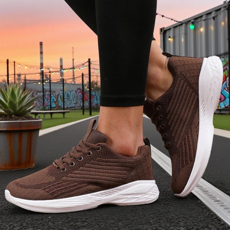 Women'S Knitted Mesh Sneakersfashionable Lace Up Casual Single Shoes Trendy Comfortable Breathable Walking Shoes Daily Use