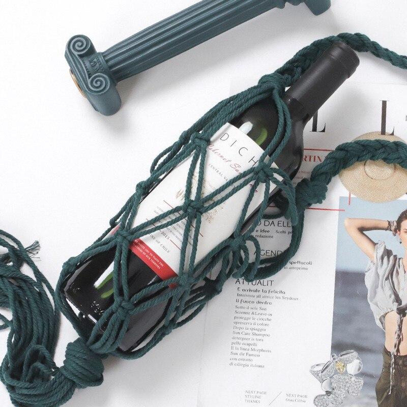 Macrame Wine Bottle Holder Boho Bottle Tote Bag Bohemian Style Decor for Hanging Bottles Interior Accent