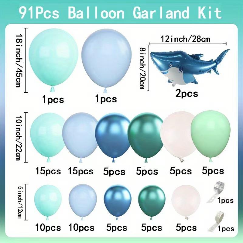 Ocean Theme Shark Aluminum Film Balloon Chain Birthday Party Decoration Prop Balloon