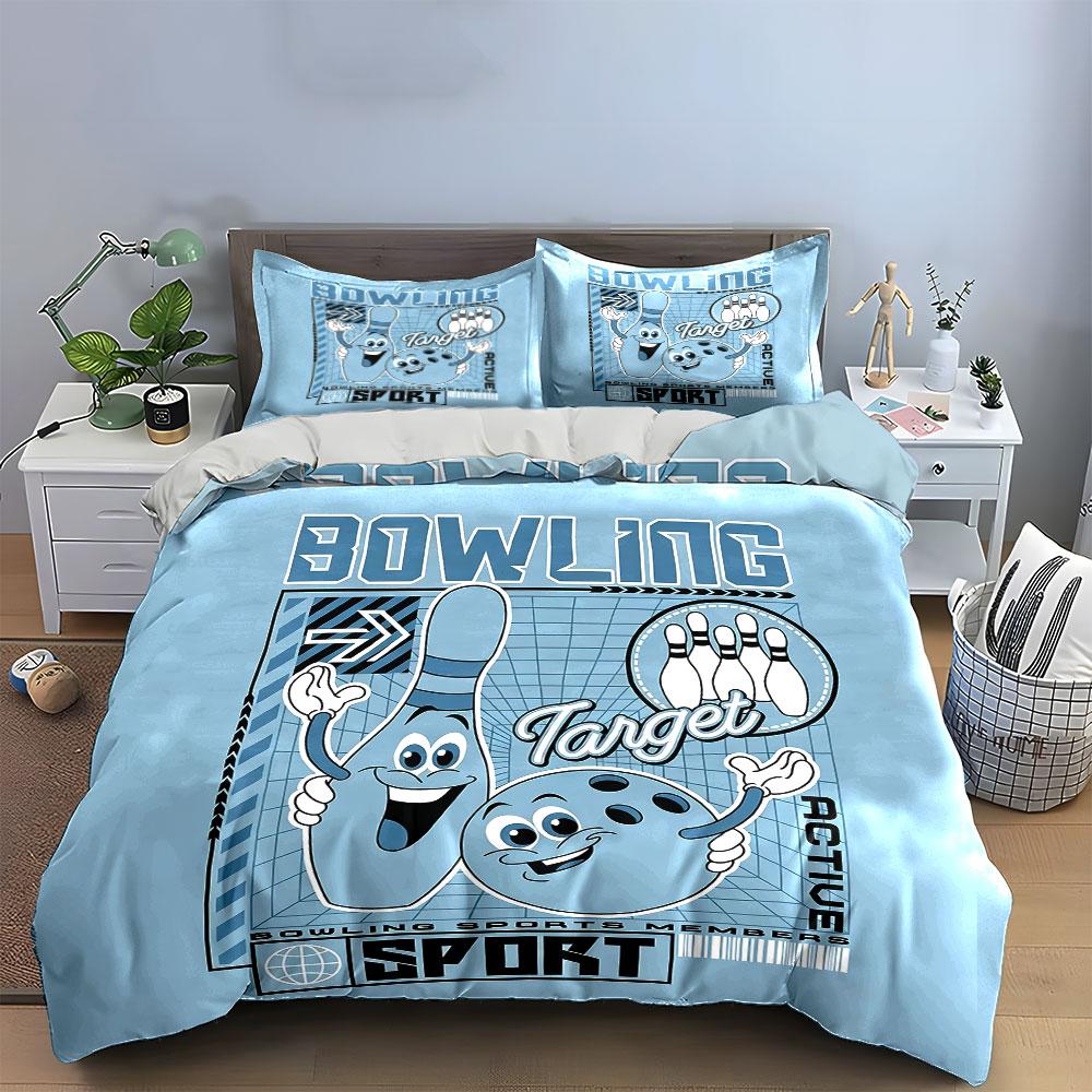 Bowling Fun Sport Theme Bedding Duvet Cover Set Duvet Cover Pillowcases (1*Duvet Cover 2*Pillowcases, without duvet insert)