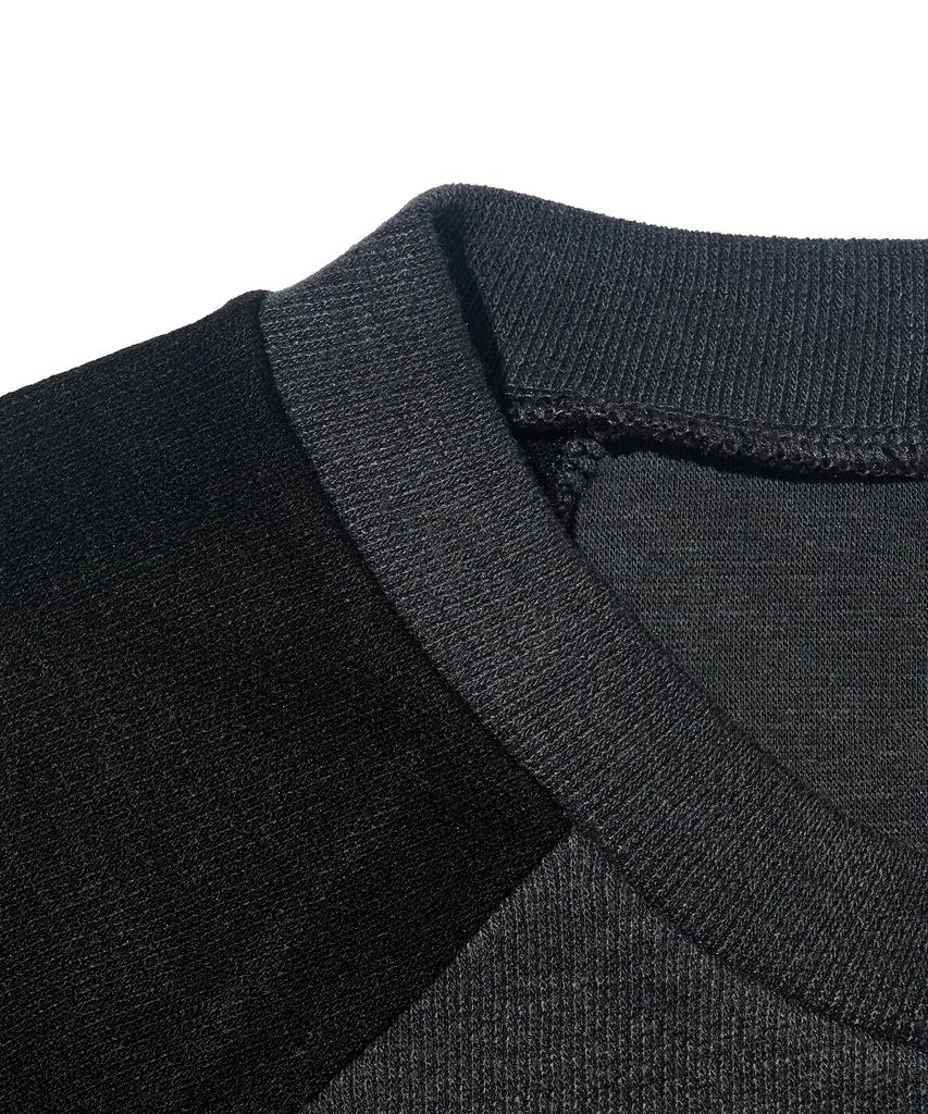 OTHERFITS Layered Two-Tone Raglan Warmer T-Shirt (Charcoal/Black)