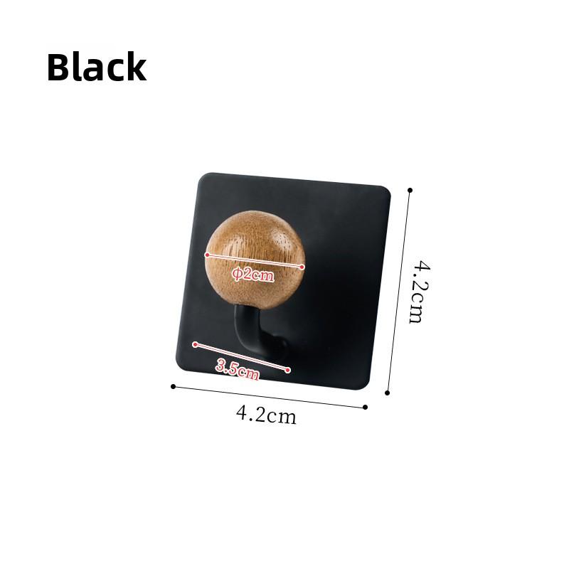 

Solid Wood Ball Hook, No Need for Drilling, Strong Load-bearing, Seamless Adhesive Hook, Kitchen Door Back Coat Hook, Coat Hook чорний