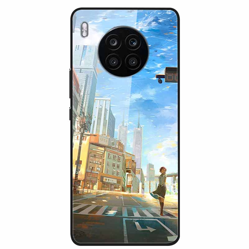 Tempered Glass Cases For Honor 50 Lite Covers Protective Fashion Hard Back Cover for Huawei Honor 50 Lite Phone Cases 50Lite Bag Honor 50 Lite