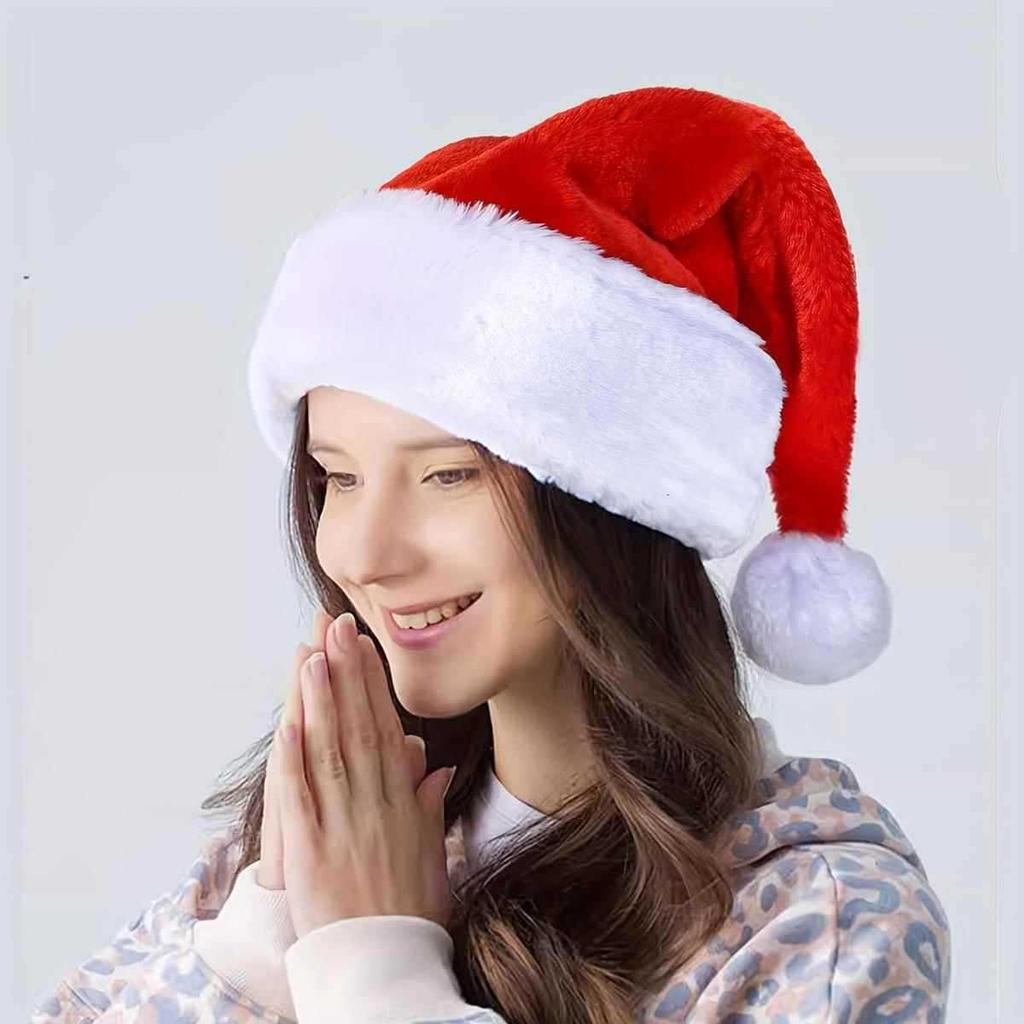 Cross-Border Christmas Decorations: Adult & Children Short Plush Hat