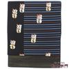Used Nishijin Woven Bag Obi, Pure Silk, Untailored, Glasses Certificate Stamp, Casual, Ladies, Black, Beckoning Cat, Striped, In Good Condition,