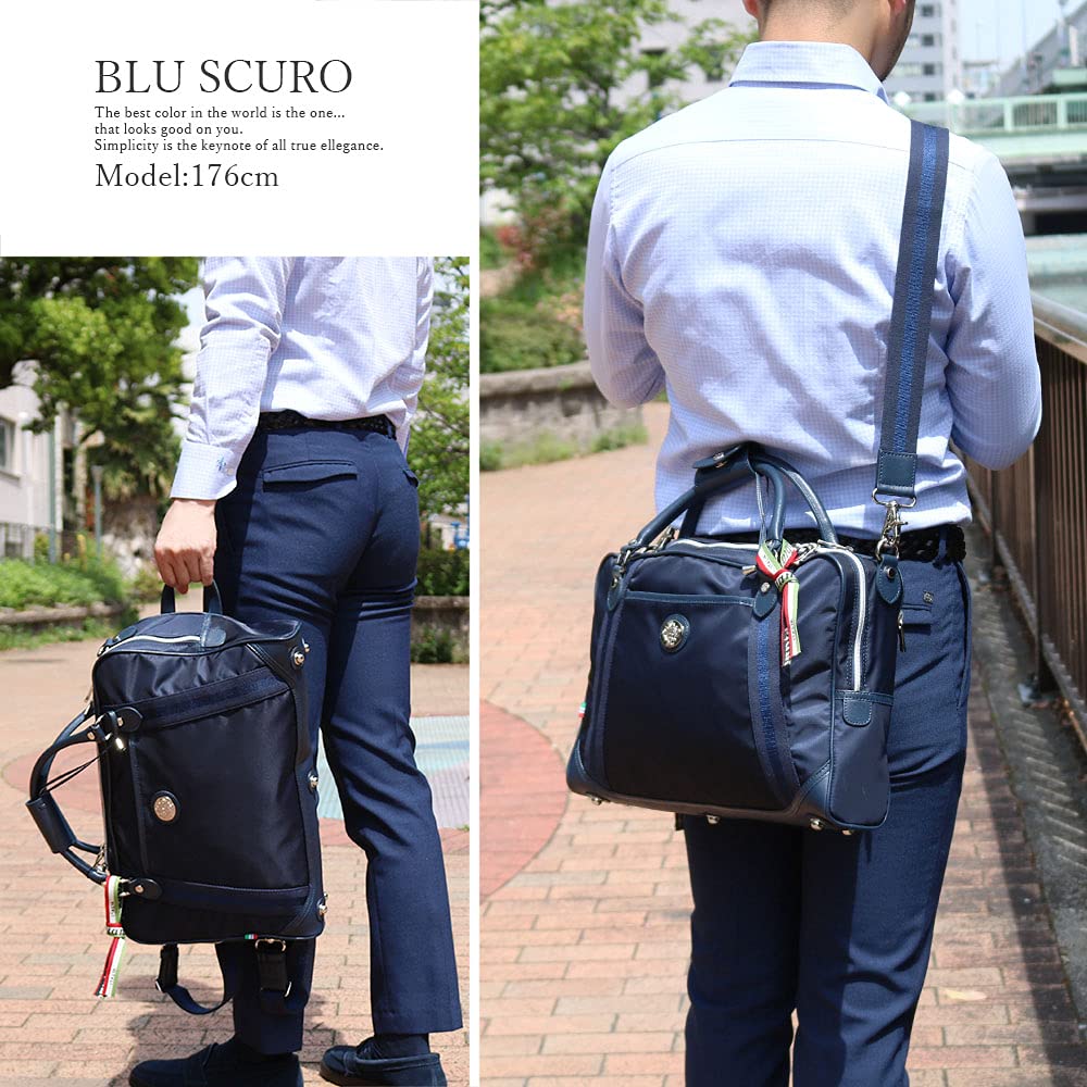 Orobianco Business Shoulder Genuine Leather and Limonta Made In Large Crossbody DENVER PIU Men's 3-Way Bag, Bag, Backpack, Nylon, Italy, Briefcase,