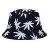 Black Leaf Bucket Hat Summer Coconut Tree Unisex Simple Bob Caps Hip Hop Gorros Men Women Panama Cap Beach Fishing Boonie Sunhat