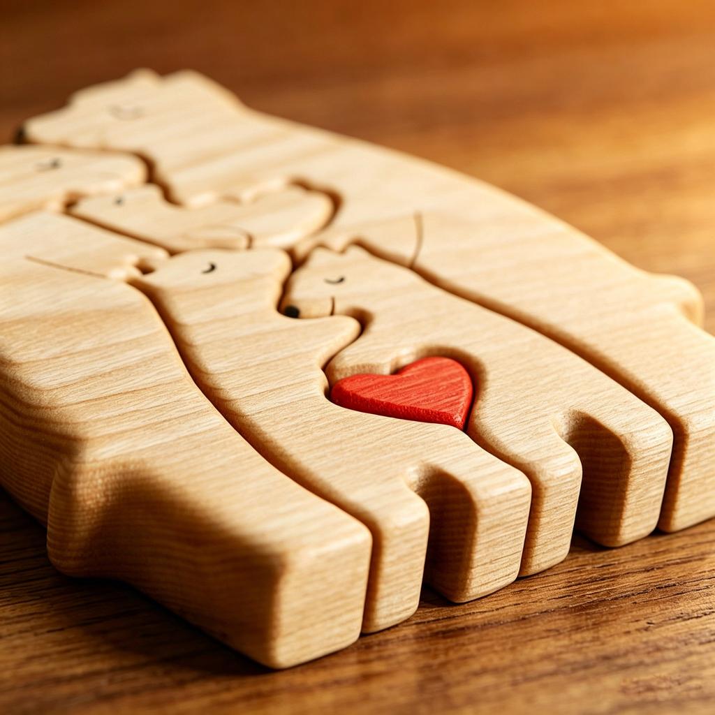 Art Puzzles Free Custom Wooden Bear Home Puzzles Custom Name Warm Gifts Anniversary Birthday Gifts Christmas Home Decor Ornament