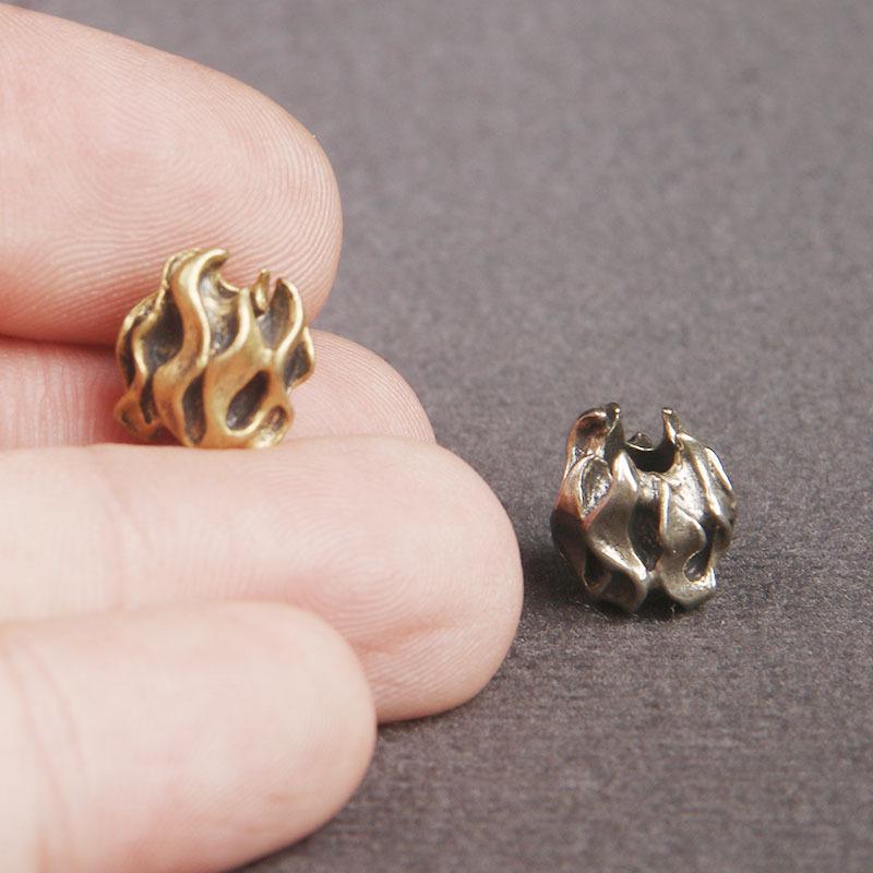 Brass Flame Spacer Beads for EDC Knife Lanyard, Paracord Braided Rope, Beaded Pendant, Keychain Charm DIY Accessories