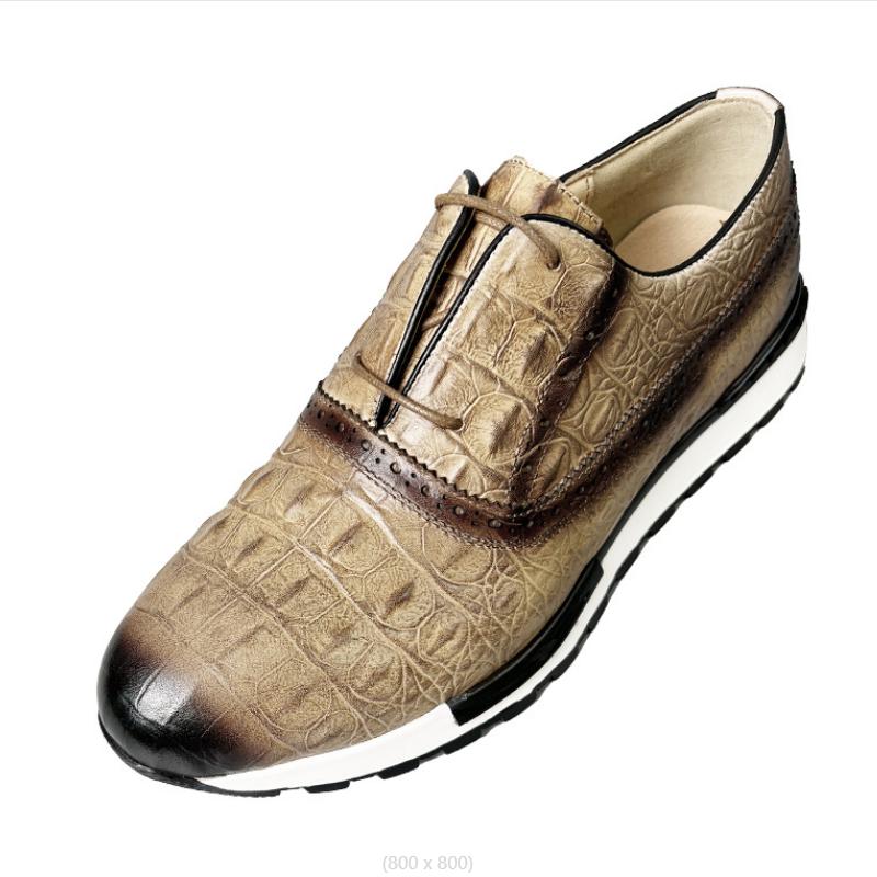Fashion New Fashion Cowhide Emboweled Alligator Casual Shoes Breathable Wear-resistant Men's Sports Business Shoes Zapatos Sapat A14