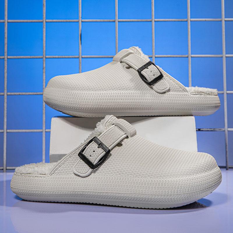 Men's cotton mop winter velvet thickened waterproof men's shoes comfortable and warm bag head home men's shoes fluffy slippers lazy shoes