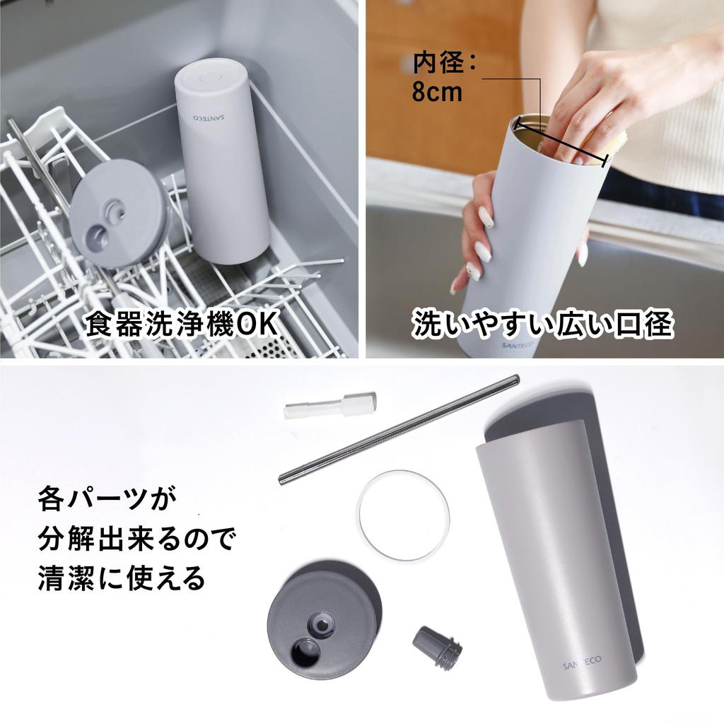 CB Japan ESCAPE PRO Tumbler Fully Dishwasher Vacuum Stainless with Straw 750, SANTECO, Gray, 750ml, Sealed, Safe, Insulated, Steel, Double-Walled