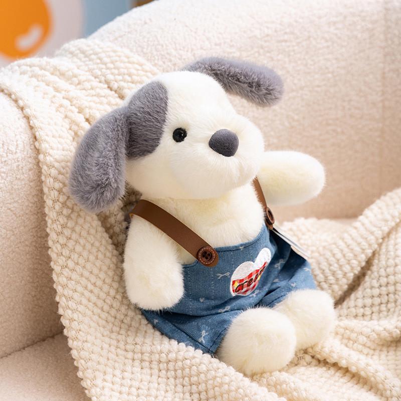 

Plush Dog Toy With Overalls For Kids Gift And Bedroom Decor сірий колір