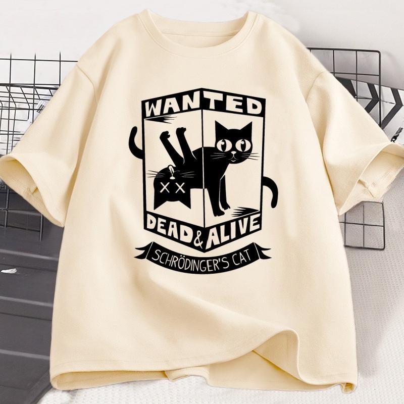Funny Black Cat Tshirts Cotton Causal Loose Tshirt Printed Round Neck Short Sleeve Cat Lover T Shirt Harajuku Streetwear Tops