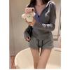 Sweet Spicy Hooded Zip-Up Women's Slim Fit Knit Cardigan