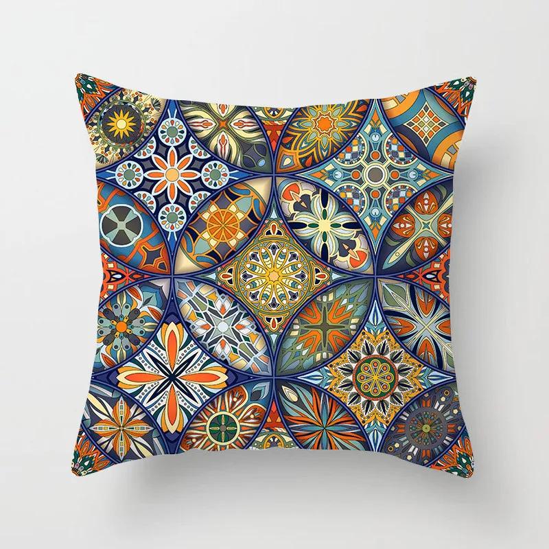 Bohemian Geometric Square Pillowcase Ethnic Retro Sofa Pillow Cover Home Decorative Cushion Cover 45x45cm Throw Pillow Case