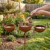 Rusted 3-Tiered Bird Bath Metal Bird Feeding Station Multi-Purpose Bird Water Bowls  Yard