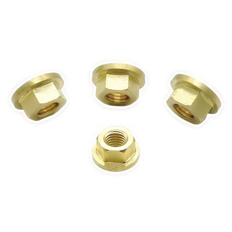 Brass Hex Flange Nut with Copper Washer Cap, Sizes M4-M12