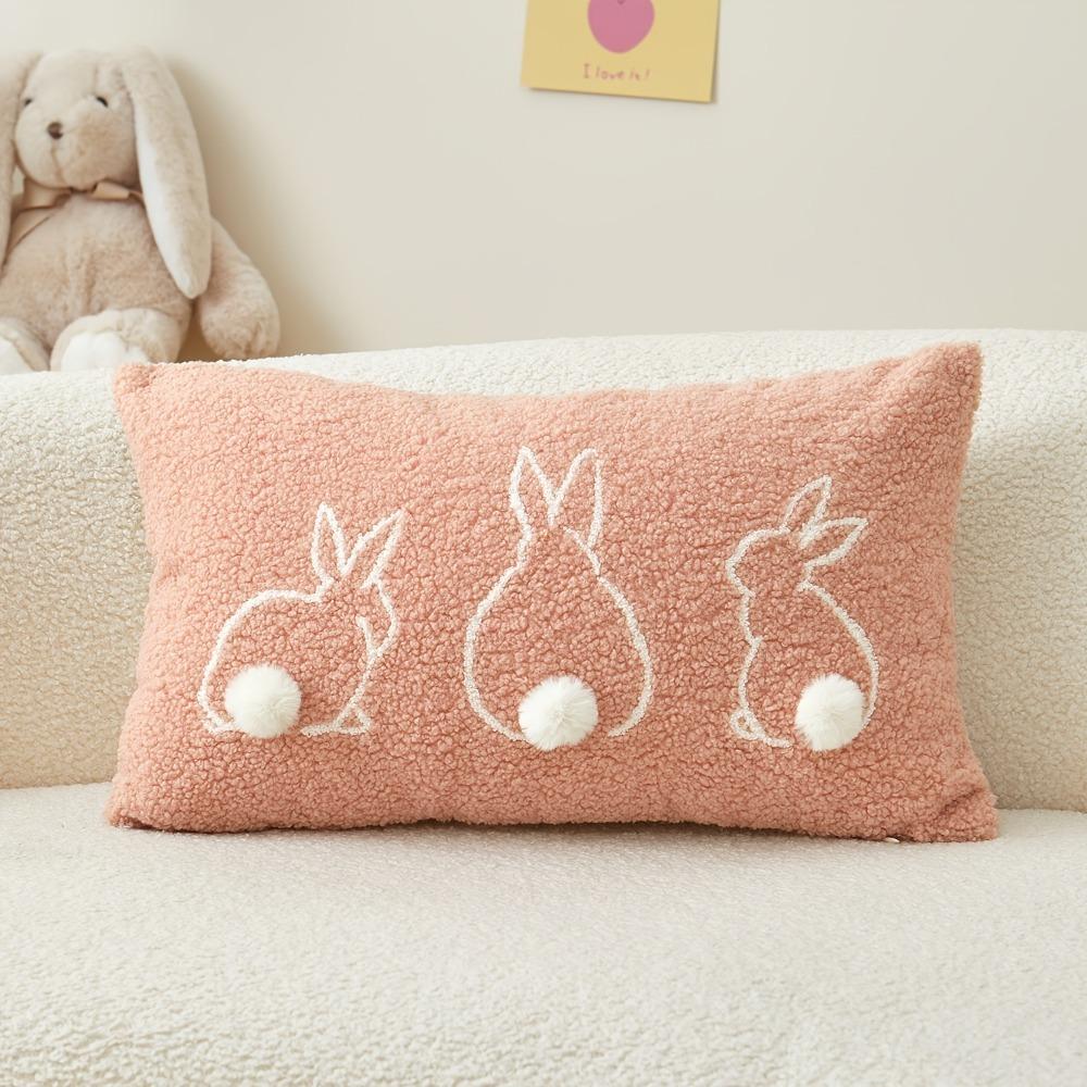Plush Easter Bunny Pillow Cover Square/Rectangular Pillowslip Cartoon Rabbit Pillow Case  Bed Room