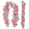White Maple Leaf Decorations Pink Pumpkin Accents Fall Festival Party Supplies Faux Foliage Garlands Halloween Themed Home Decor