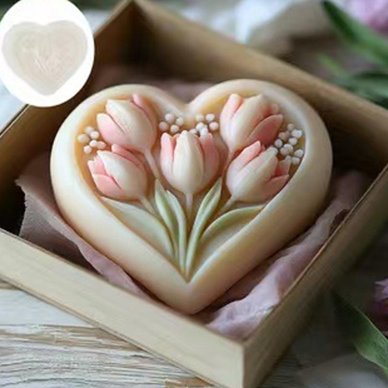 Food Grade Silicones Heart Tulips Candle Valentines Making Molds Easy To Use For Beginners And Craft Lovers