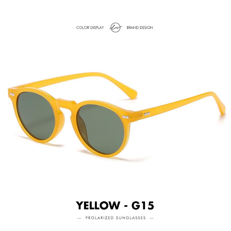

Vintage Tea Lens Women Men Outdoor Driving Shades Sun Glasses Classic Round Polarized Sunglasses Unisex Uv400 Follow Picture