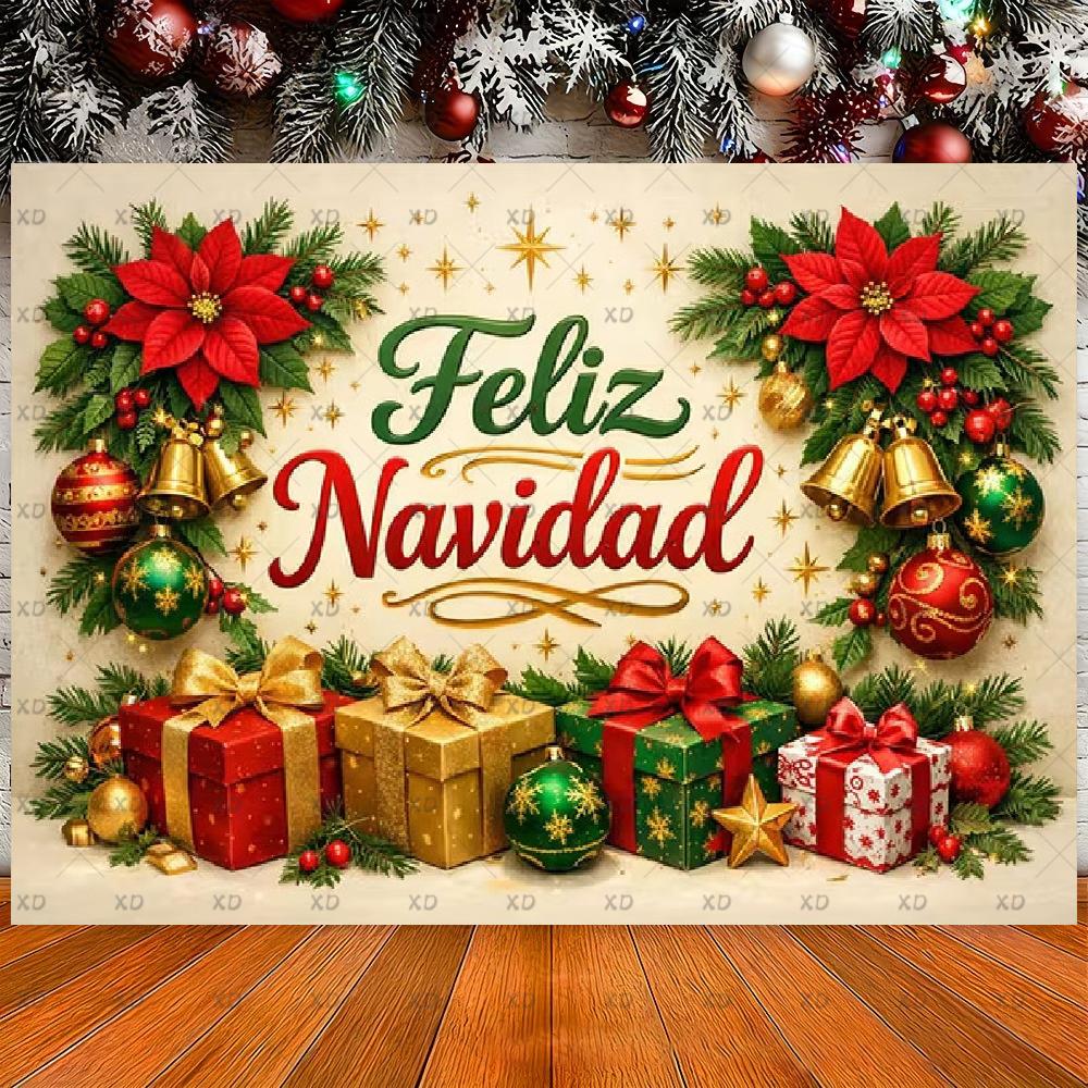 Latin Spanish Christmas party decor, "Feliz Navidad" photo backdrop, winter family banner supplies and more4771