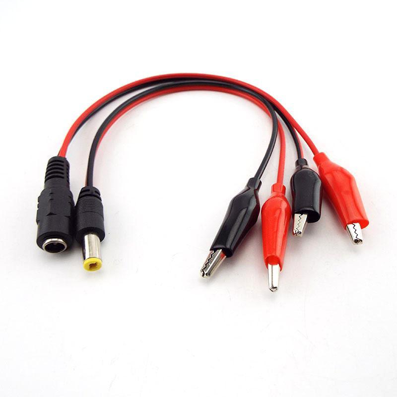 25CM DC Male Female To Alligator Clip Cable Plug Power Plug Connector Adapter Wire DC 5.5*2.1mm Crocodile Test Leads