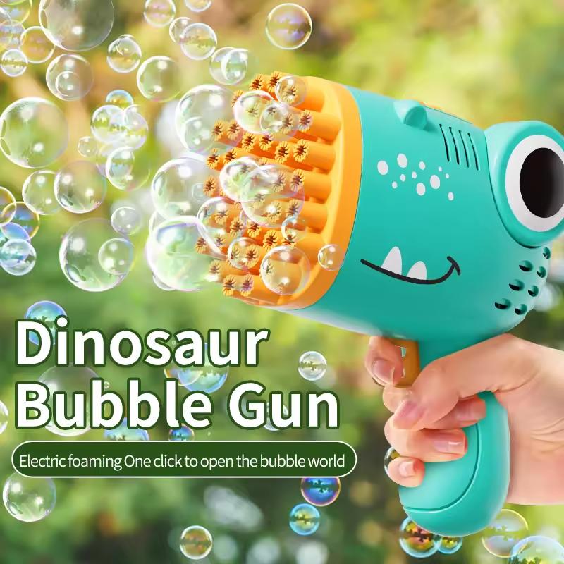 40 Hole Dinosaur Bubble Gun Handheld Bubble Machine, Electric Bubble Gun Outdoor Party Games Novel Toy(without Bubble Water)