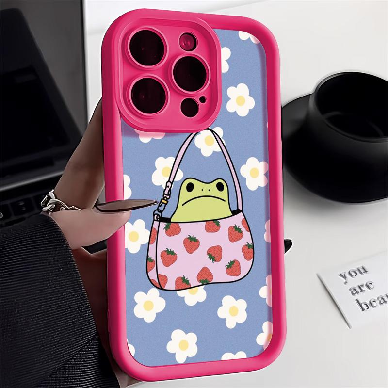 Cartoon Cute Frog Phone Case For iPhone 15 Pro Case funda iPhone 11 13 12 14 16 Pro Max XR XS X 7 8 Plus SE Soft Cover Bumper